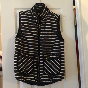 Navy/white striped puffer vest